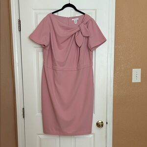 London Times Women Midi Dress with Bow Accent